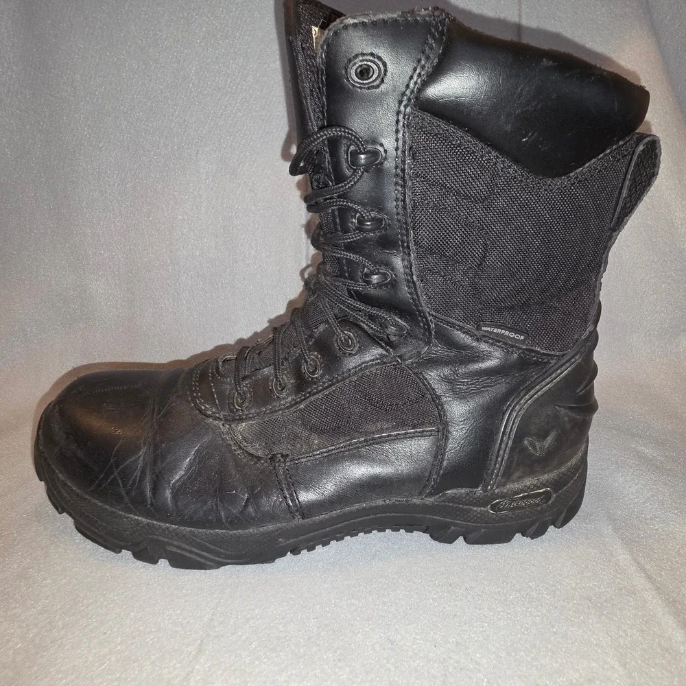 Thorogood Tactical Boots Mens 10 Black Good Side Zip Waterproof Duty Work Lug